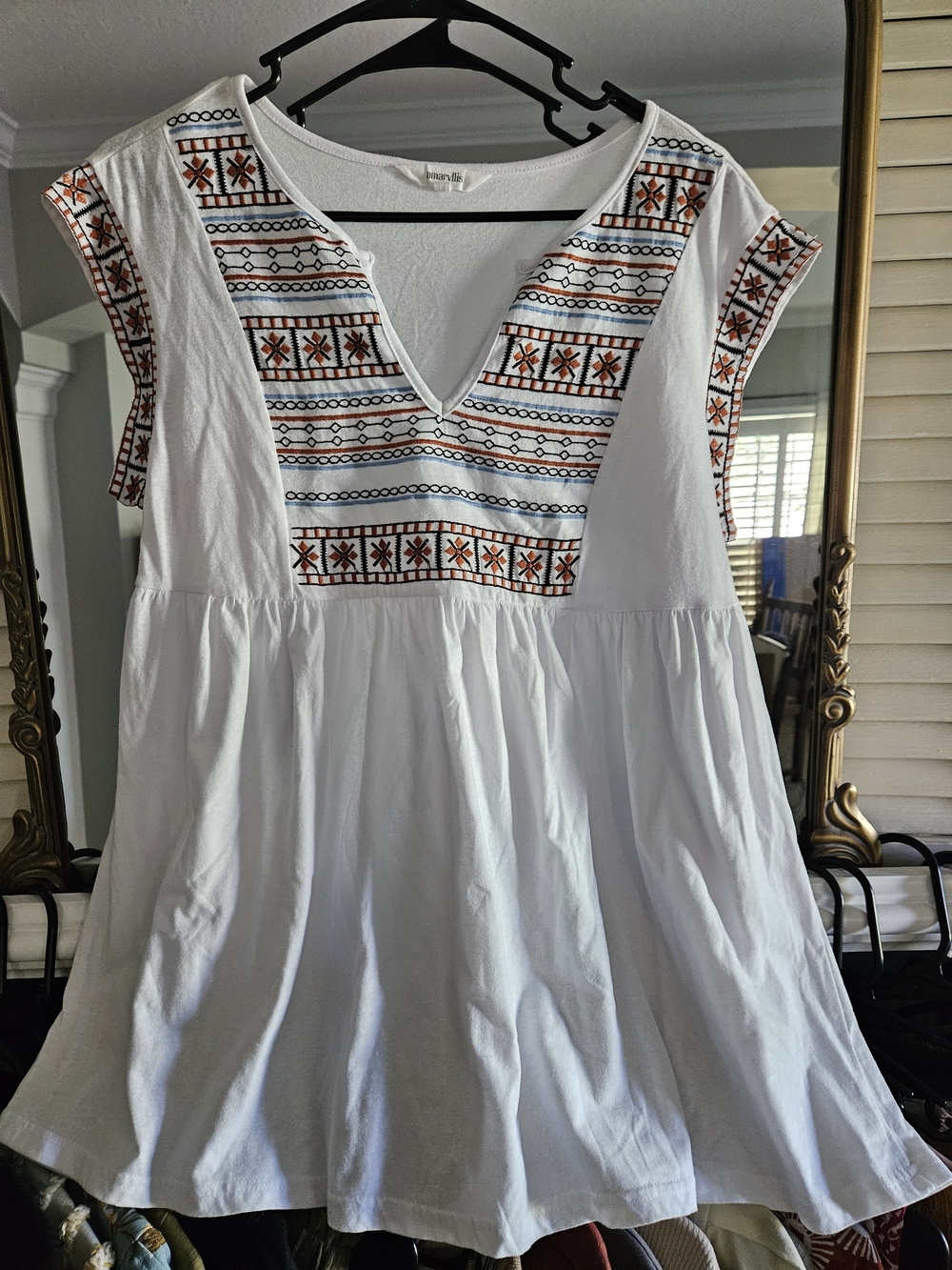 Amaryllis Embroidered Babydoll Top | White Boho Peplum Blouse
